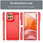 For Motorola Edge 50 Carbon Fiber Brushed Texture TPU Phone Case(Red) - 2