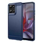 For Motorola Moto G 5G 2025 Carbon Fiber Brushed Texture TPU Phone Case(Blue) - 1