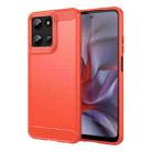 For Motorola Moto G Play 2025 Carbon Fiber Brushed Texture TPU Phone Case(Red) - 1