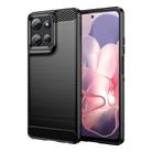 For Motorola Moto G Power 2025 Carbon Fiber Brushed Texture TPU Phone Case(Black) - 1