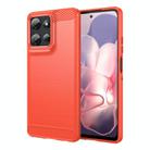 For Motorola Moto G Power 2025 Carbon Fiber Brushed Texture TPU Phone Case(Red) - 1