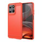For Motorola Moto G15 Carbon Fiber Brushed Texture TPU Phone Case(Red) - 1