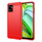 For Motorola Moto G Power 2023 Carbon Fiber Brushed Texture TPU Phone Case(Red) - 1