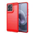 For Motorola Moto G86 5G Carbon Fiber Brushed Texture TPU Phone Case(Red) - 1