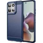 For Motorola Moto G56 5G Carbon Fiber Brushed Texture TPU Phone Case(Blue) - 1