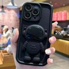 For iPhone 15 Pro Max Astronaut 3D Relief Holder TPU + PC Full Coverage Phone Case(Black) - 1