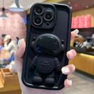 For iPhone 15 Pro Astronaut 3D Relief Holder TPU + PC Full Coverage Phone Case(Black) - 1