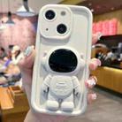 For iPhone 14 Plus Astronaut 3D Relief Holder TPU + PC Full Coverage Phone Case(White) - 1