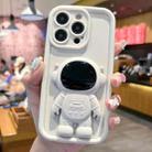 For iPhone 14 Pro Astronaut 3D Relief Holder TPU + PC Full Coverage Phone Case(White) - 1