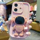 For iPhone 11 Astronaut 3D Relief Holder TPU + PC Full Coverage Phone Case(Pink) - 1