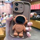 For iPhone 11 Astronaut 3D Relief Holder TPU + PC Full Coverage Phone Case(Brown) - 1