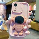 For iPhone XR Astronaut 3D Relief Holder TPU + PC Full Coverage Phone Case(Pink) - 1