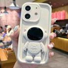 For iPhone 12 Astronaut 3D Relief Holder TPU + PC Full Coverage Phone Case(White) - 1