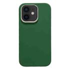 For iPhone 12 Electroplated Metal Lens Frame Design MagSafe Silicone Phone Case(Dark Green) - 1