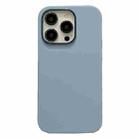 For iPhone 12 Pro Max Electroplated Metal Lens Frame Design MagSafe Silicone Phone Case(Light Blue) - 1