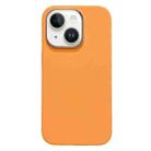 For iPhone 13 Electroplated Metal Lens Frame Design MagSafe Silicone Phone Case(Orange) - 1