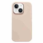 For iPhone 13 Electroplated Metal Lens Frame Design MagSafe Silicone Phone Case(Beige) - 1