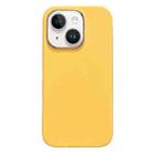 For iPhone 13 Electroplated Metal Lens Frame Design MagSafe Silicone Phone Case(Yellow) - 1