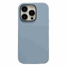 For iPhone 13 Pro Max Electroplated Metal Lens Frame Design MagSafe Silicone Phone Case(Light Blue) - 1