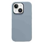 For iPhone 14 Electroplated Metal Lens Frame Design MagSafe Silicone Phone Case(Light Blue) - 1