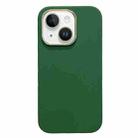 For iPhone 14 Plus Electroplated Metal Lens Frame Design MagSafe Silicone Phone Case(Dark Green) - 1