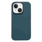 For iPhone 14 Plus Electroplated Metal Lens Frame Design MagSafe Silicone Phone Case(Dark Blue) - 1