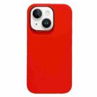 For iPhone 14 Plus Electroplated Metal Lens Frame Design MagSafe Silicone Phone Case(Red) - 1