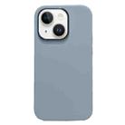 For iPhone 14 Plus Electroplated Metal Lens Frame Design MagSafe Silicone Phone Case(Light Blue) - 1