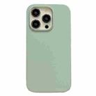 For iPhone 14 Pro Max Electroplated Metal Lens Frame Design MagSafe Silicone Phone Case(Light Green) - 1