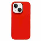 For iPhone 15 Electroplated Metal Lens Frame Design MagSafe Silicone Phone Case(Red) - 1