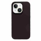 For iPhone 15 Electroplated Metal Lens Frame Design MagSafe Silicone Phone Case(Dark Coffee) - 1