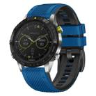 For Garmin Fenix 7X Twill Two Color Quick Release Silicone Watch Band(Royal Blue Black) - 1