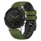 For Garmin Fenix 7X Twill Two Color Quick Release Silicone Watch Band(Army Green Black) - 1