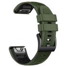 For Garmin Fenix 7X Twill Two Color Quick Release Silicone Watch Band(Army Green Black) - 2
