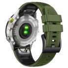 For Garmin Fenix 7X Twill Two Color Quick Release Silicone Watch Band(Army Green Black) - 3