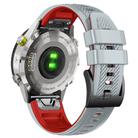 For Garmin Fenix 7X Twill Two Color Quick Release Silicone Watch Band(Light Grey Red) - 3