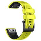For Garmin Fenix 7X Twill Two Color Quick Release Silicone Watch Band(Lime Black) - 2