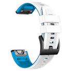 For Garmin Fenix 7 Twill Two Color Quick Release Silicone Watch Band(White Blue) - 2