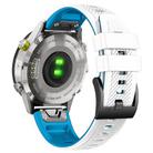 For Garmin Fenix 7 Twill Two Color Quick Release Silicone Watch Band(White Blue) - 3