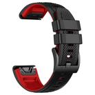 For Garmin Fenix 7 Twill Two Color Quick Release Silicone Watch Band(Black Red) - 2
