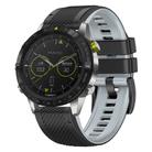For Garmin Fenix 7 Twill Two Color Quick Release Silicone Watch Band(Black Grey) - 1