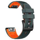 For Garmin Fenix 7 Twill Two Color Quick Release Silicone Watch Band(Gray Orange) - 2