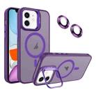For iPhone 11 Invisible Lens Holder MagSafe Phone Case(Dark Purple) - 1