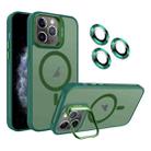 For iPhone 11 Pro Invisible Lens Holder MagSafe Phone Case(Army Green) - 1