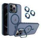 For iPhone 12 Pro Invisible Lens Holder MagSafe Phone Case(Navy Blue) - 1