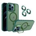 For iPhone 12 Pro Max Invisible Lens Holder MagSafe Phone Case(Army Green) - 1