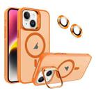 For iPhone 14 Plus Invisible Lens Holder MagSafe Phone Case(Orange) - 1