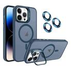 For iPhone 14 Pro Invisible Lens Holder MagSafe Phone Case(Navy Blue) - 1