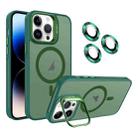 For iPhone 14 Pro Invisible Lens Holder MagSafe Phone Case(Army Green) - 1
