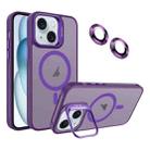 For iPhone 15 Invisible Lens Holder MagSafe Phone Case(Dark Purple) - 1